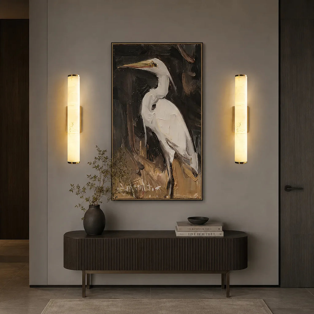 Delia Minimalist Marble & Copper LED Wall Light