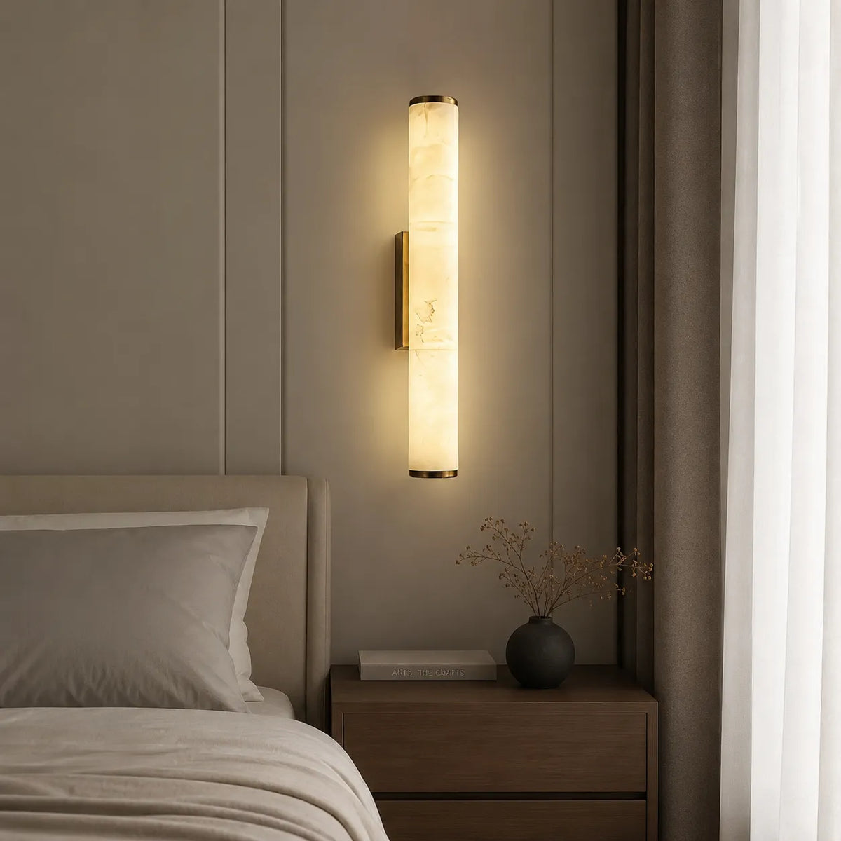 Delia Minimalist Marble & Copper LED Wall Light