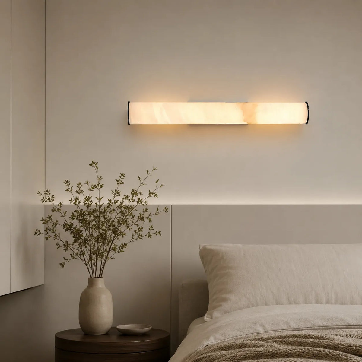 Delia Minimalist Marble & Copper LED Wall Light