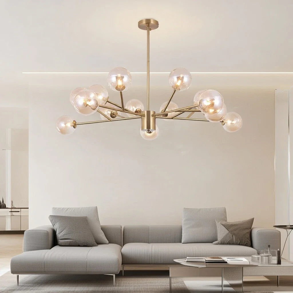 Zinnia Mid-Century 15-Light Glass Globe Sputnik Chandelier