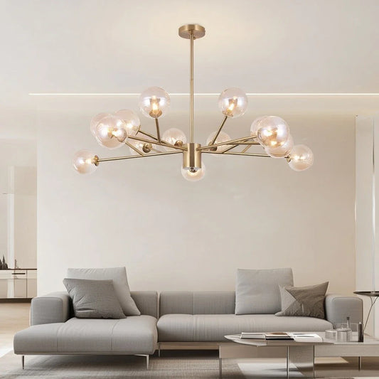 15-Light Mid-Century Glass Bubble Chandelier
