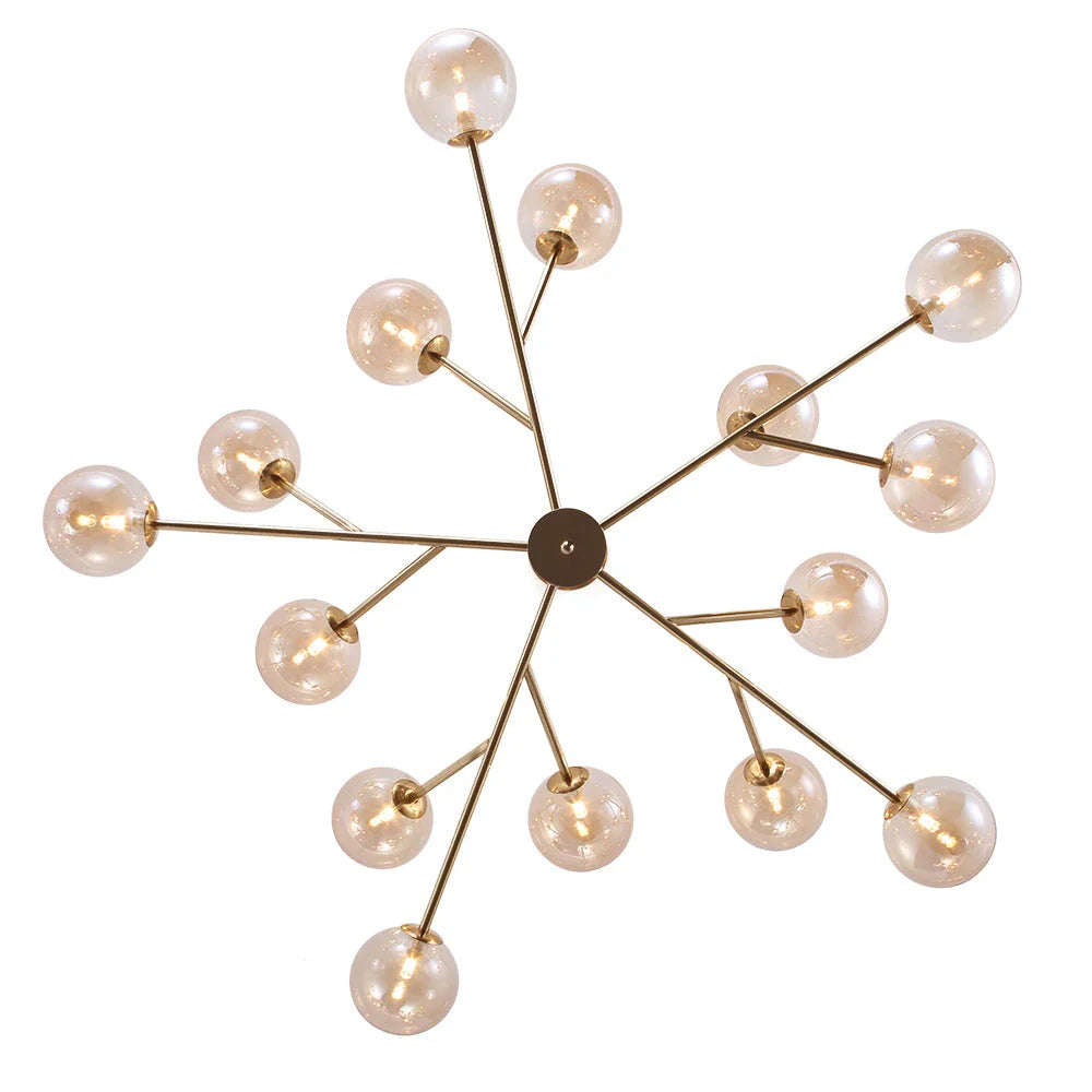 Zinnia Mid-Century 15-Light Glass Globe Sputnik Chandelier