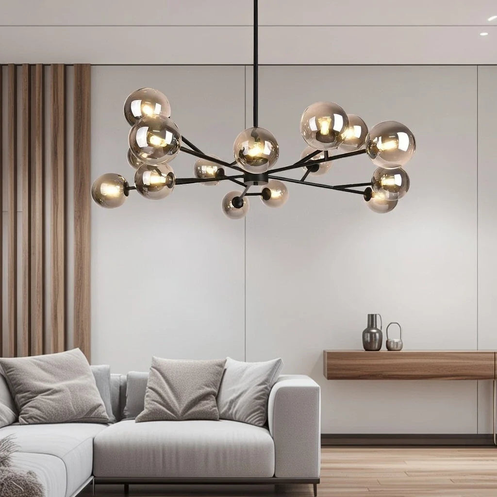 Zinnia Mid-Century 15-Light Glass Globe Sputnik Chandelier