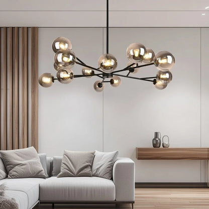 15-Light Mid-Century Glass Bubble Chandelier