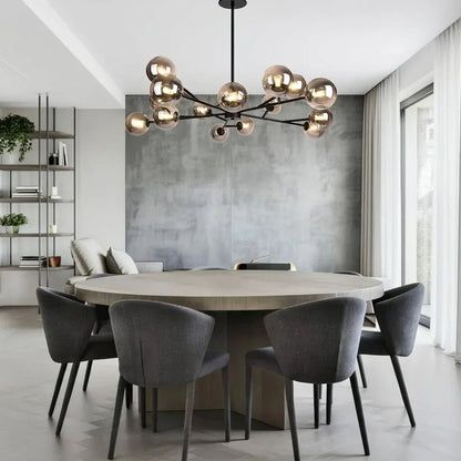 15-Light Mid-Century Glass Bubble Chandelier