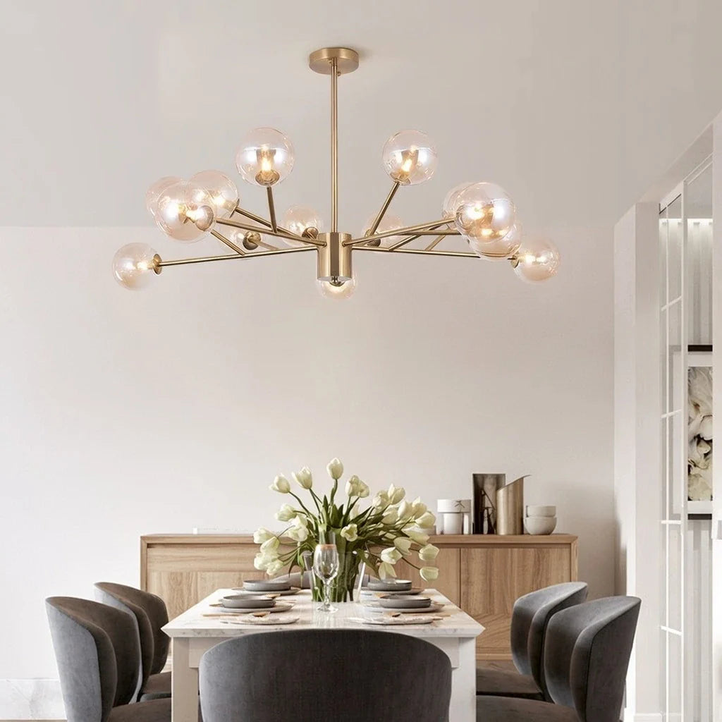 Zinnia Mid-Century 15-Light Glass Globe Sputnik Chandelier