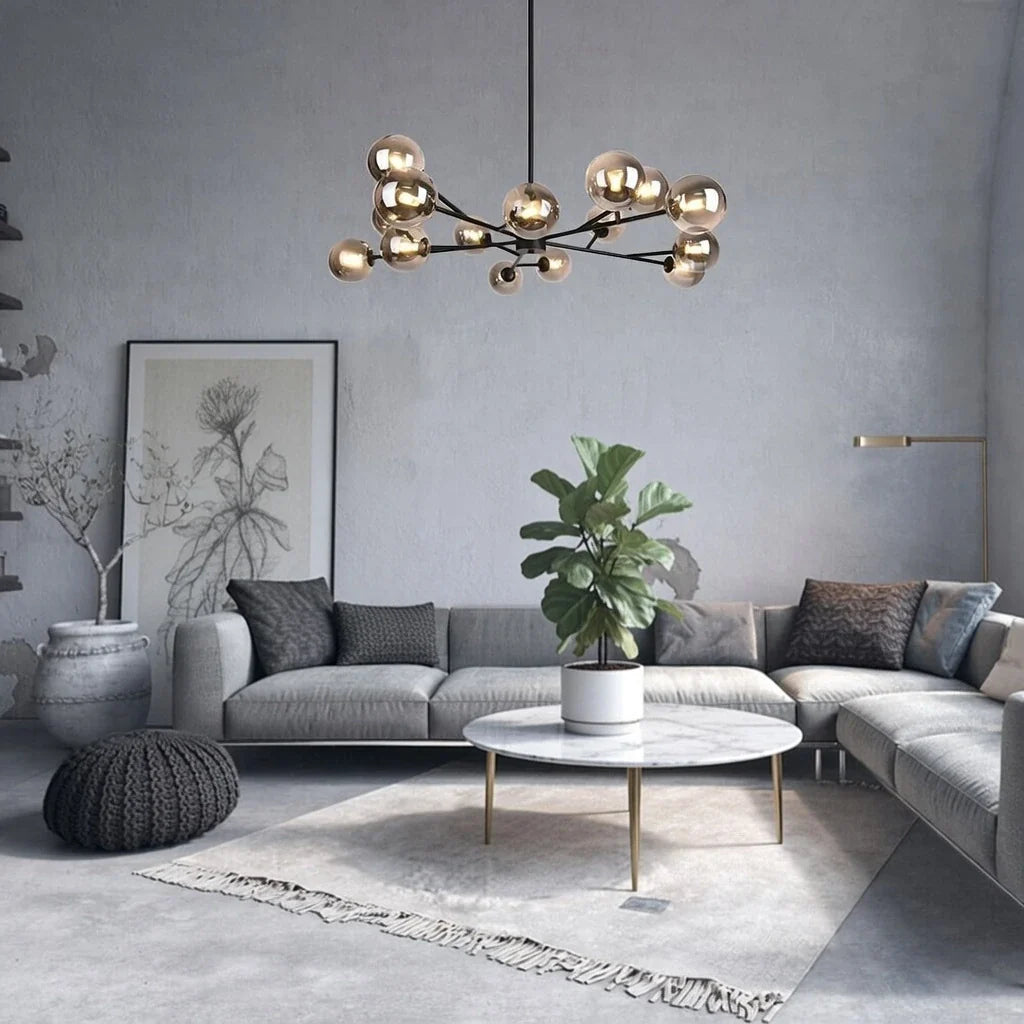 Zinnia Mid-Century 15-Light Glass Globe Sputnik Chandelier