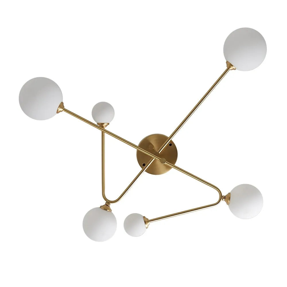 Greta Mid-Century 6-Light Frosted Glass Sputnik Semi-Flush Ceiling Light