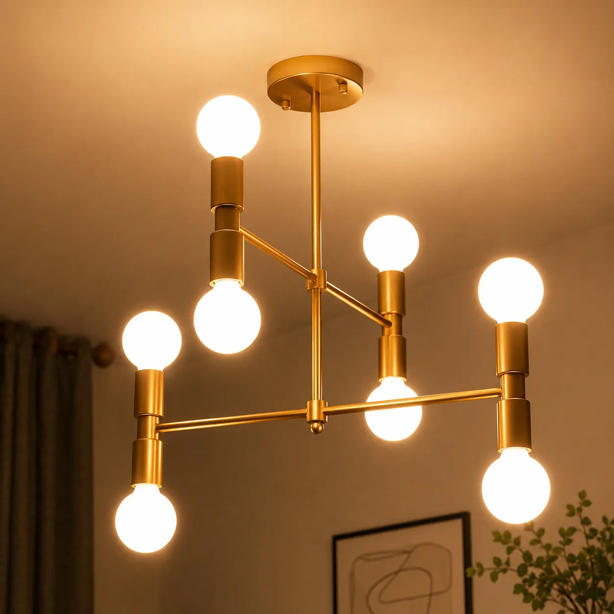 Elara Mid-Century 8-Light Sputnik Semi-Flush Ceiling Light