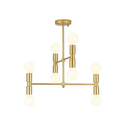 Mid-Century 8-Light Tiered Sputnik Semi Flush Ceiling Light