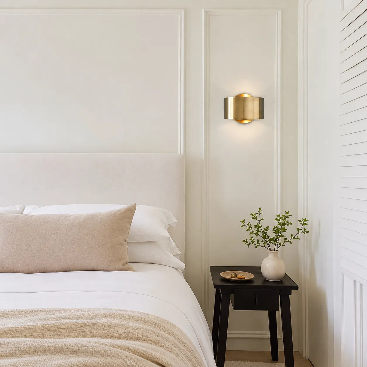 Mid-Century Brass Wall Sconce with Cylindrical Shade