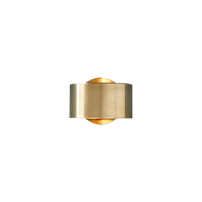 Mid-Century Brass Wall Sconce with Cylindrical Shade