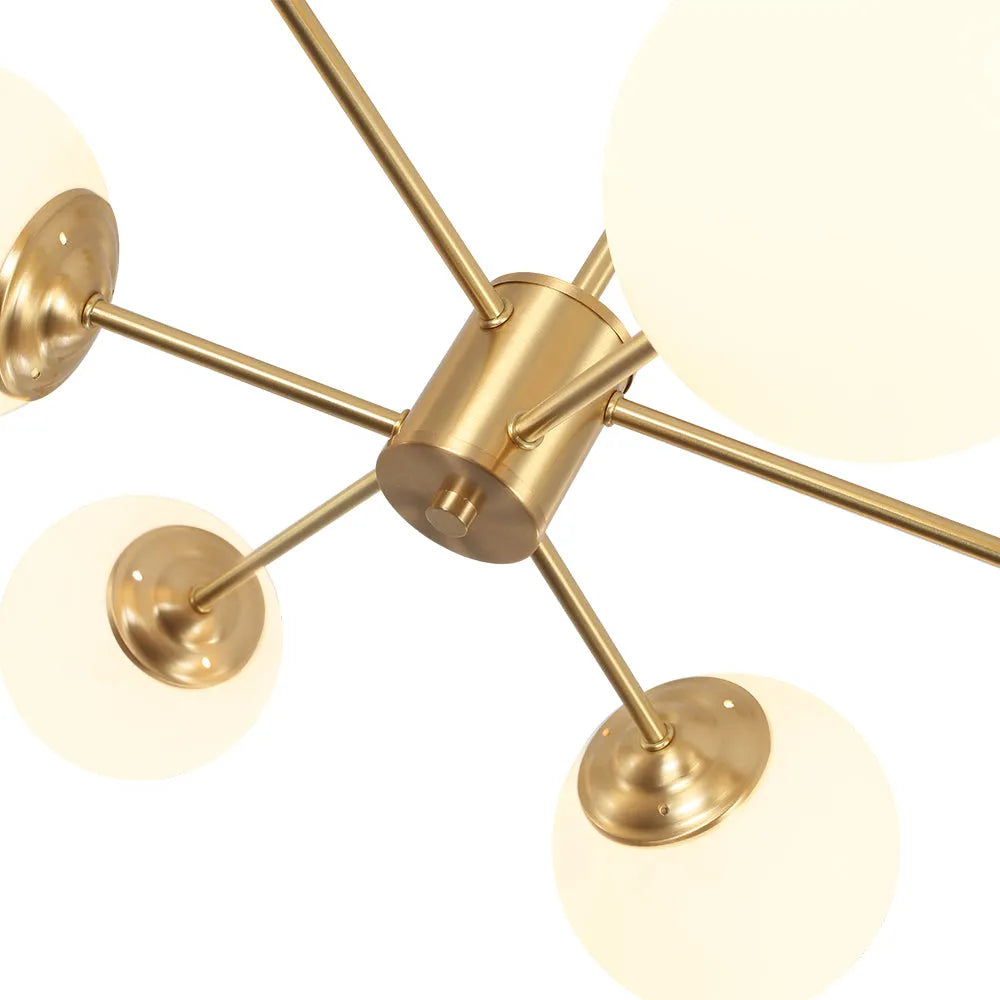 Yvonne Mid-Century Frosted Glass Globe Sputnik Chandelier