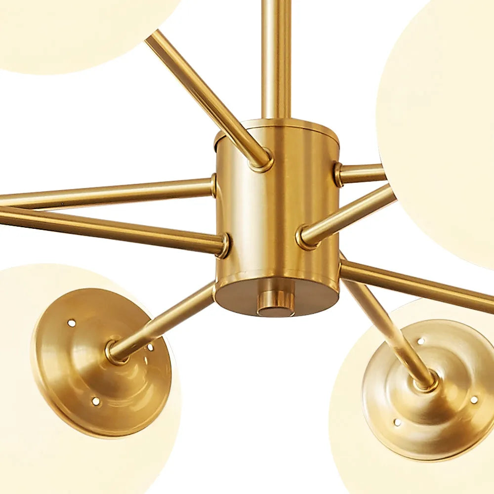 Yvonne Mid-Century Frosted Glass Globe Sputnik Chandelier