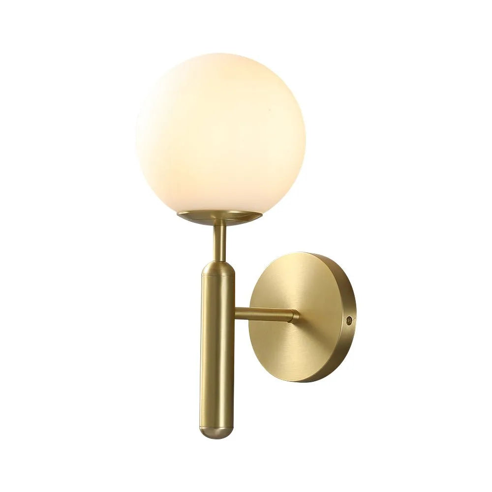 Etta Mid-Century Frosted Glass Globe Wall Light