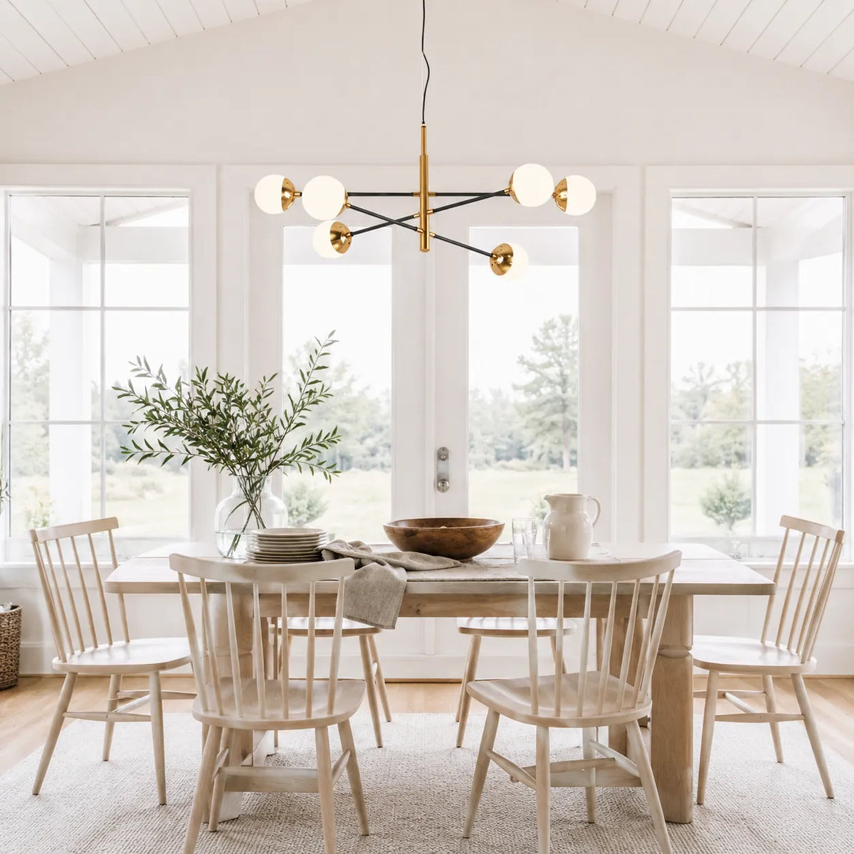 Elise Mid-Century Frosted Glass Globe Sputnik Chandelier