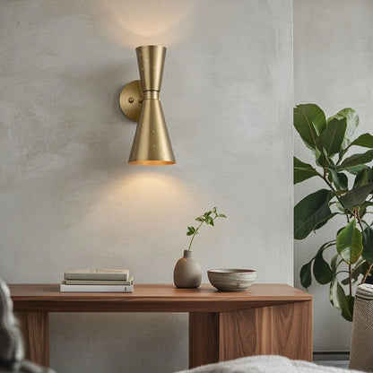 Mid-Century Modern Hourglass Wall Sconce with Starry Pattern