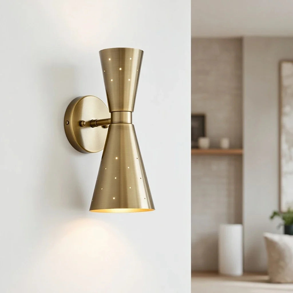 Mid-Century Modern Hourglass Wall Sconce with Starry Pattern
