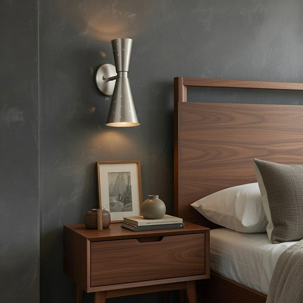 Mid-Century Modern Hourglass Wall Sconce with Starry Pattern