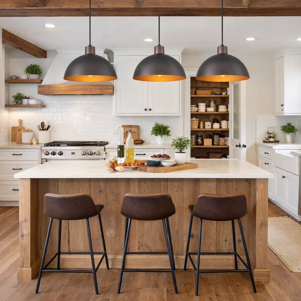 Vivian Mid-Century Industrial Metal Dome Pendant Light