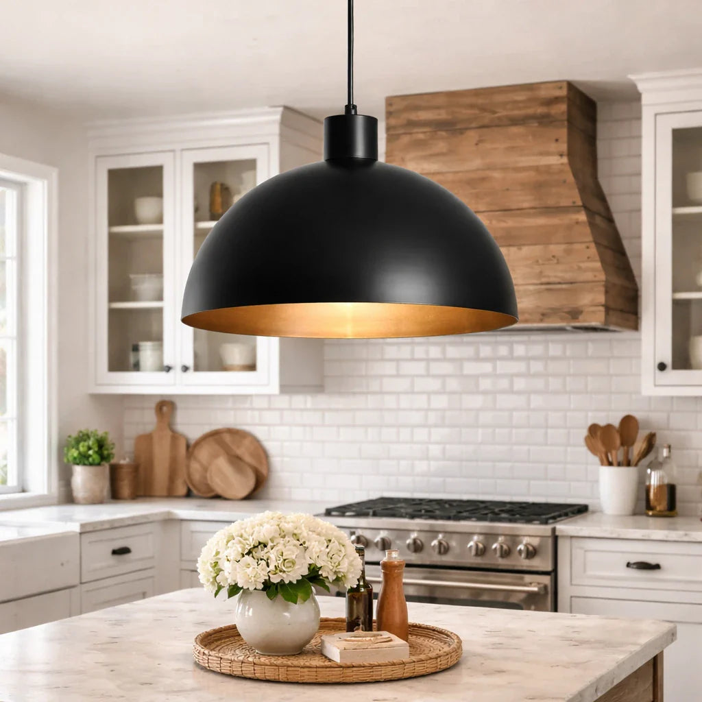 Vivian Mid-Century Industrial Metal Dome Pendant Light