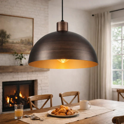 Mid-Century Modern Industrial Metal Dome Pendant Ceiling Light