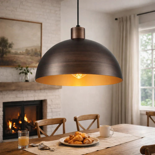 Vivian Mid-Century Industrial Metal Dome Pendant Light
