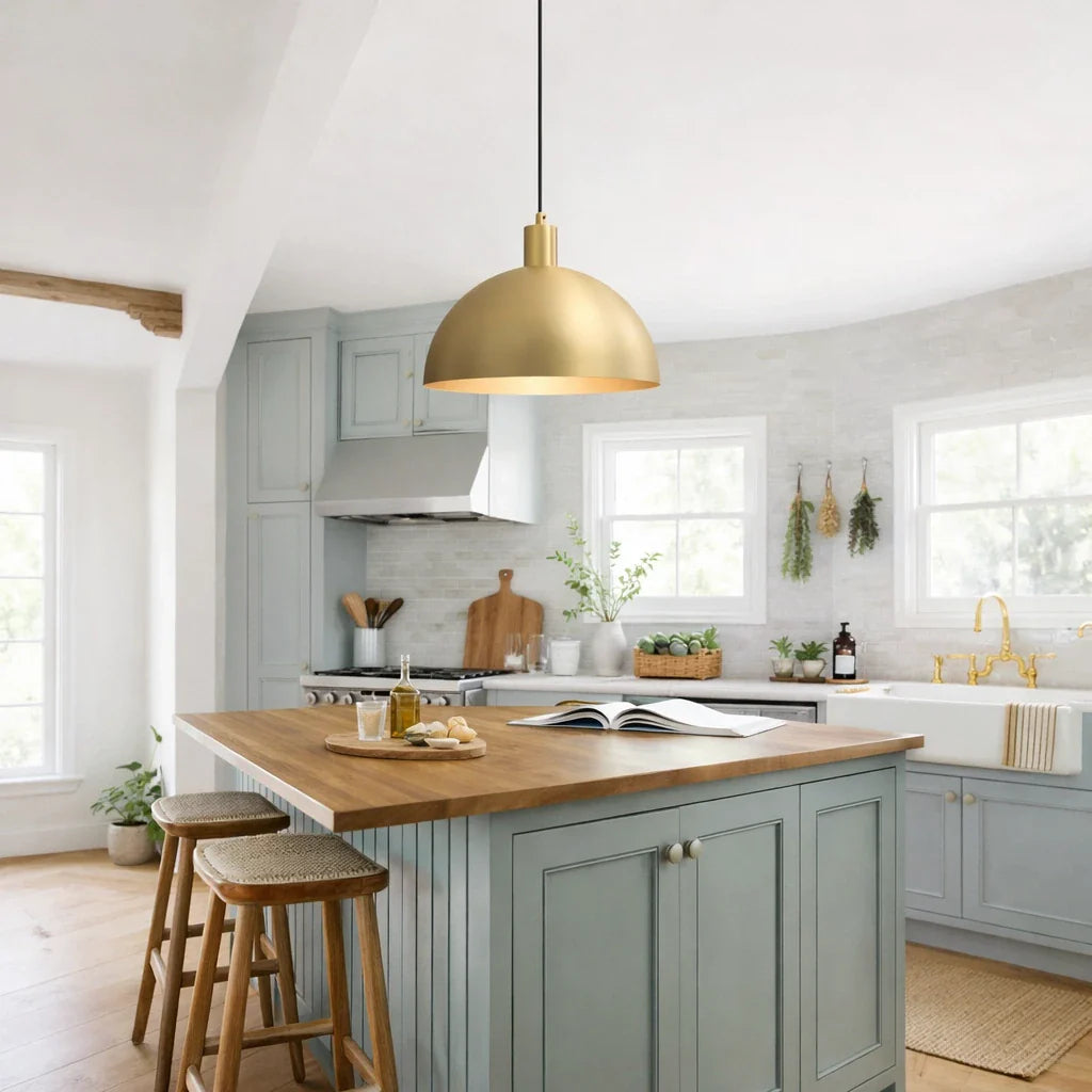Vivian Mid-Century Industrial Metal Dome Pendant Light