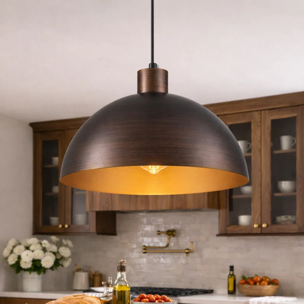Vivian Mid-Century Industrial Metal Dome Pendant Light