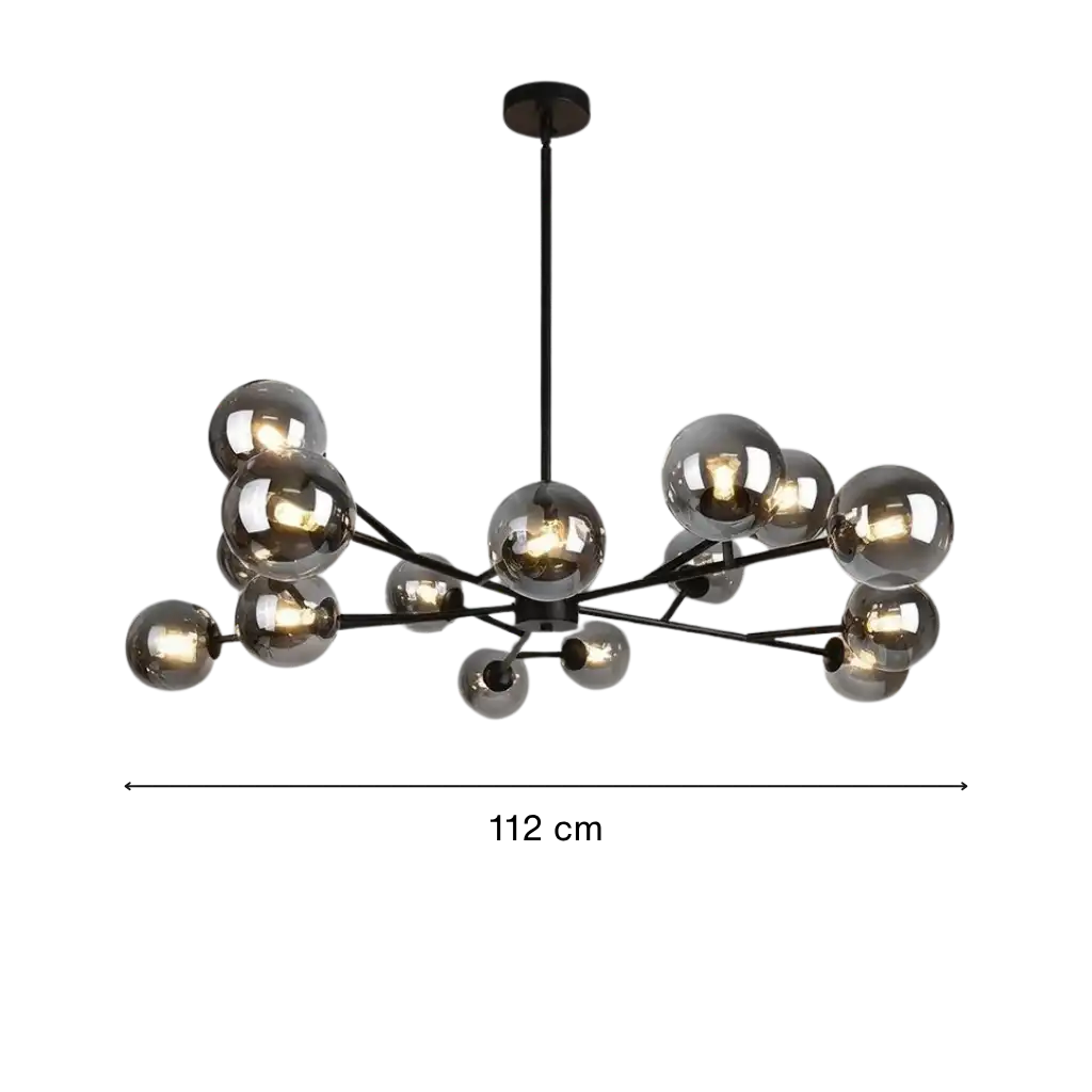 15-Light Mid-Century Glass Bubble Chandelier