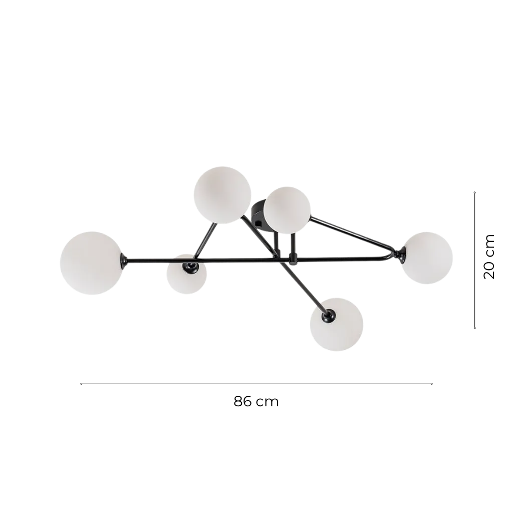 Mid-Century 6-Light Globe Sputnik Semi Flush Ceiling Light