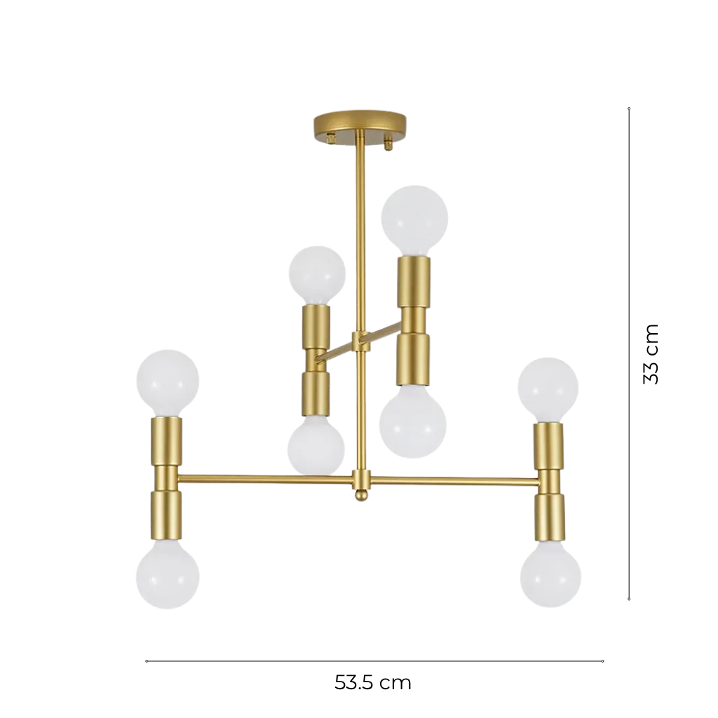 Mid-Century 8-Light Tiered Sputnik Semi Flush Ceiling Light