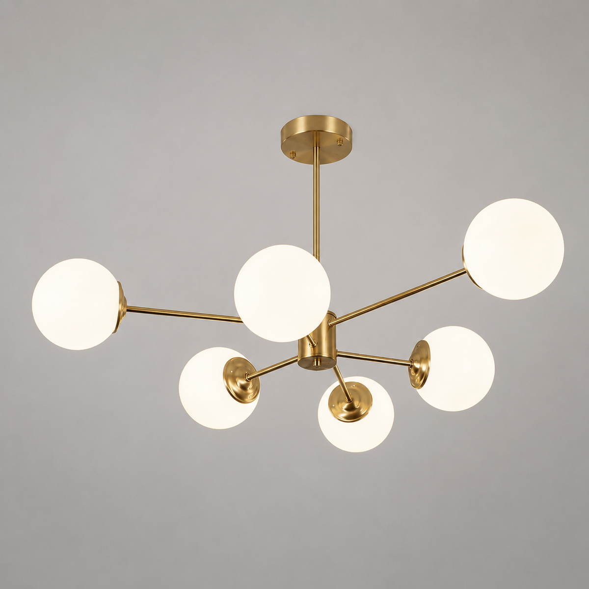 Yvonne Mid-Century Frosted Glass Globe Sputnik Chandelier
