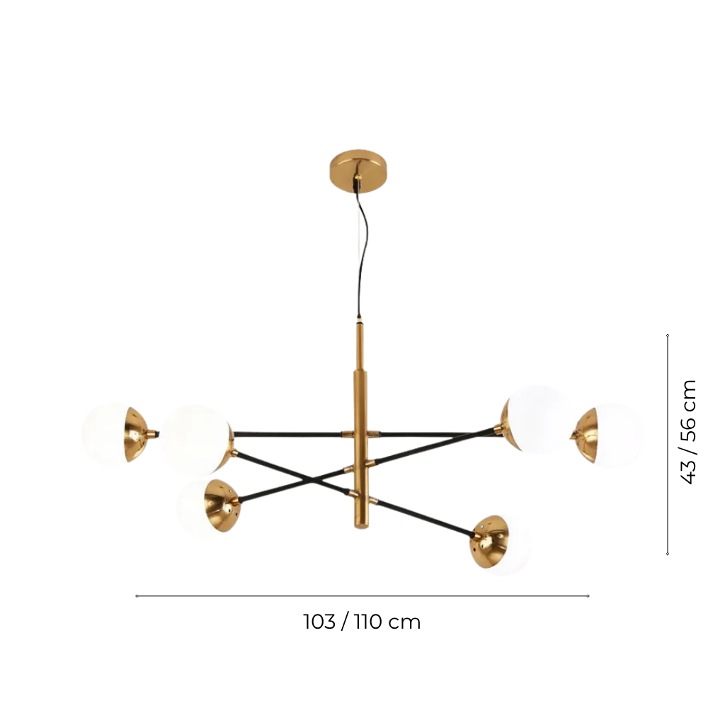 Elise Mid-Century Glass Globe Sputnik Chandelier