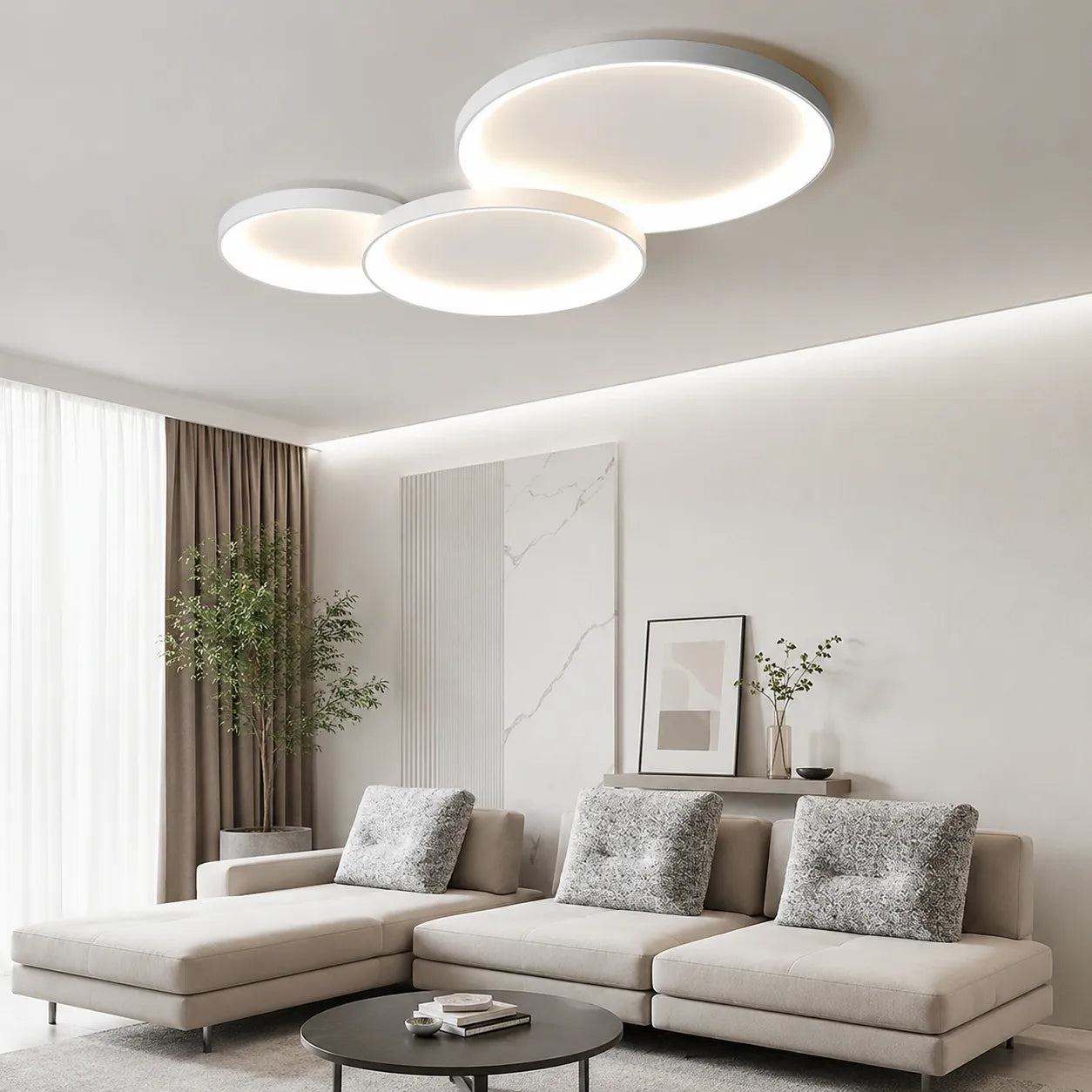 Minimal LED Ceiling Light with Layered Ring Design