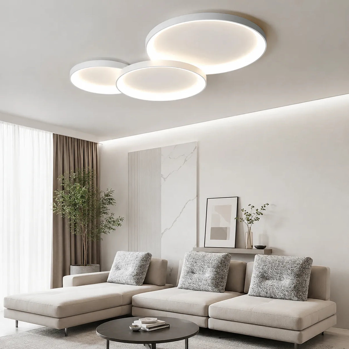 Frey Minimalist Layered Ring LED Flush Mount Ceiling Light