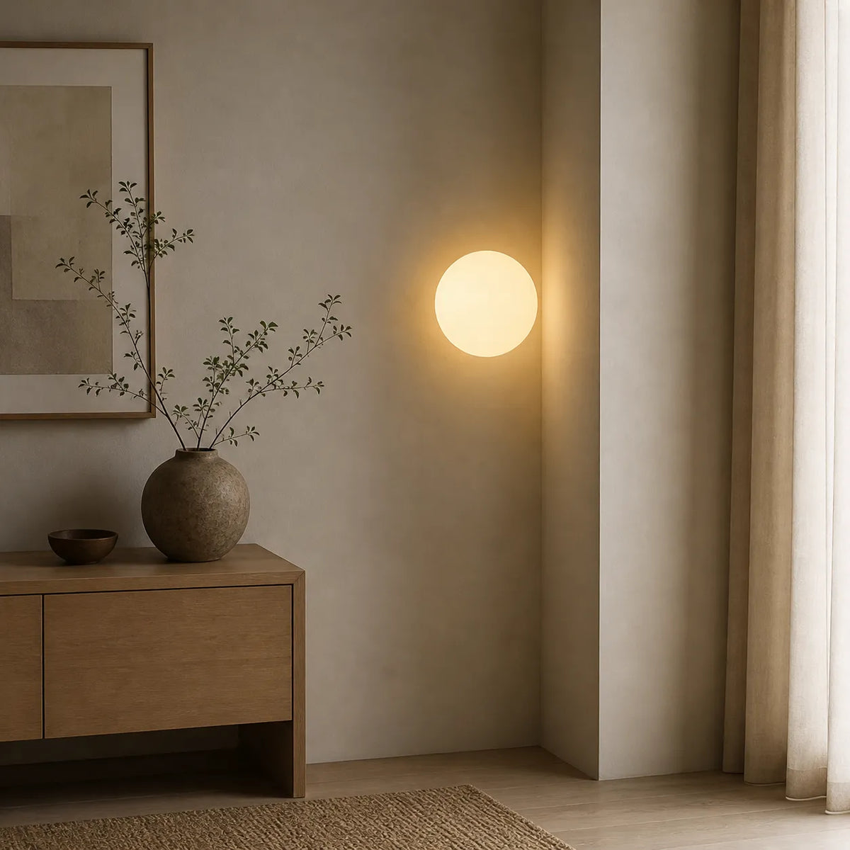Whitney Minimalist Frosted Glass Globe Wall Light
