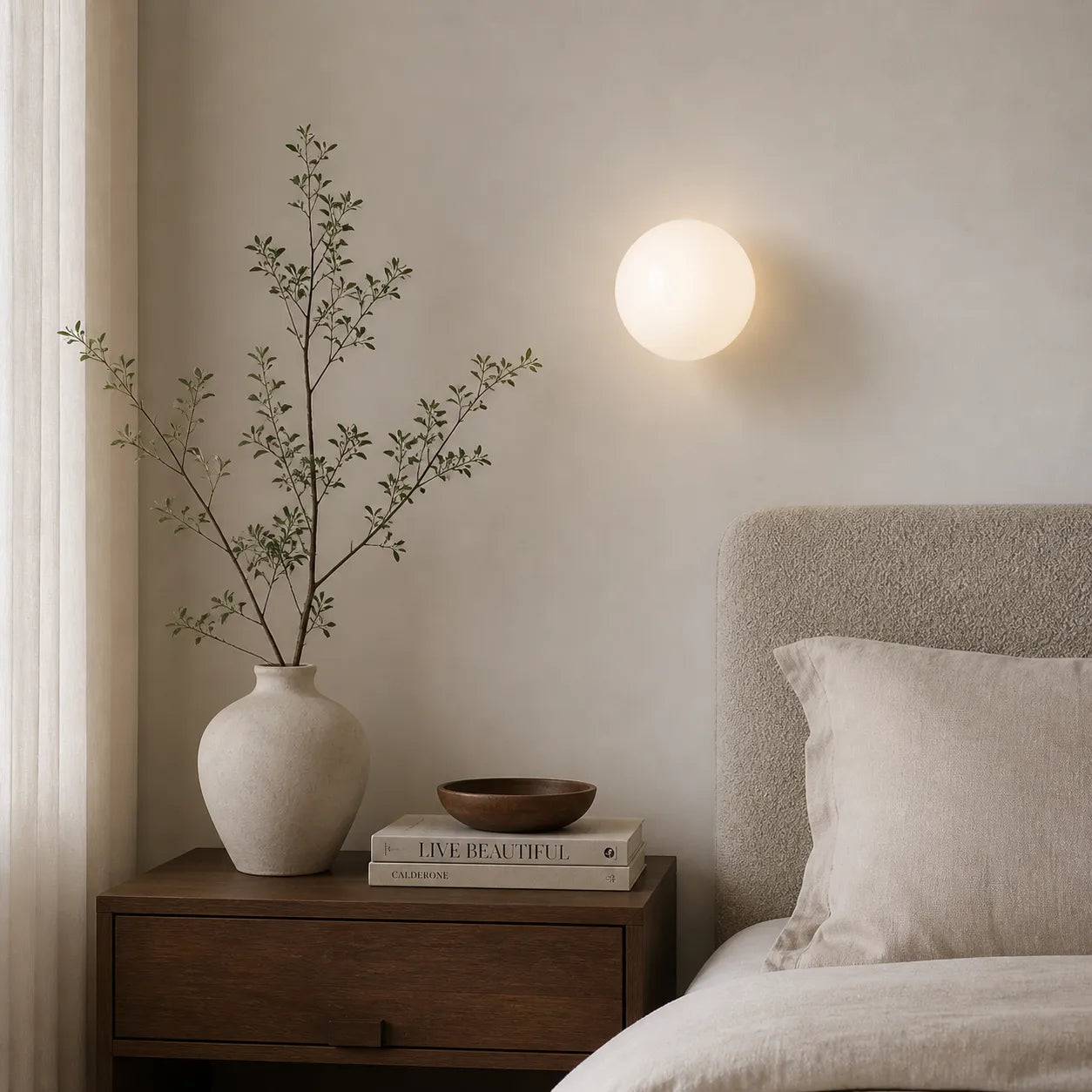Whitney Minimal Round Glass Wall Light