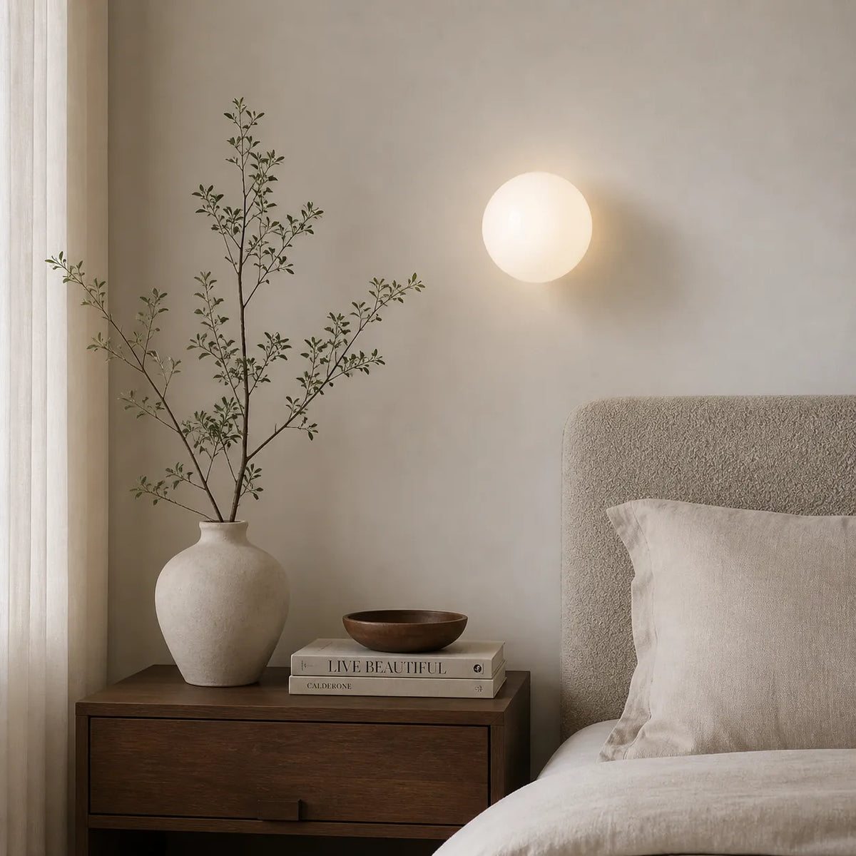Whitney Minimalist Frosted Glass Globe Wall Light