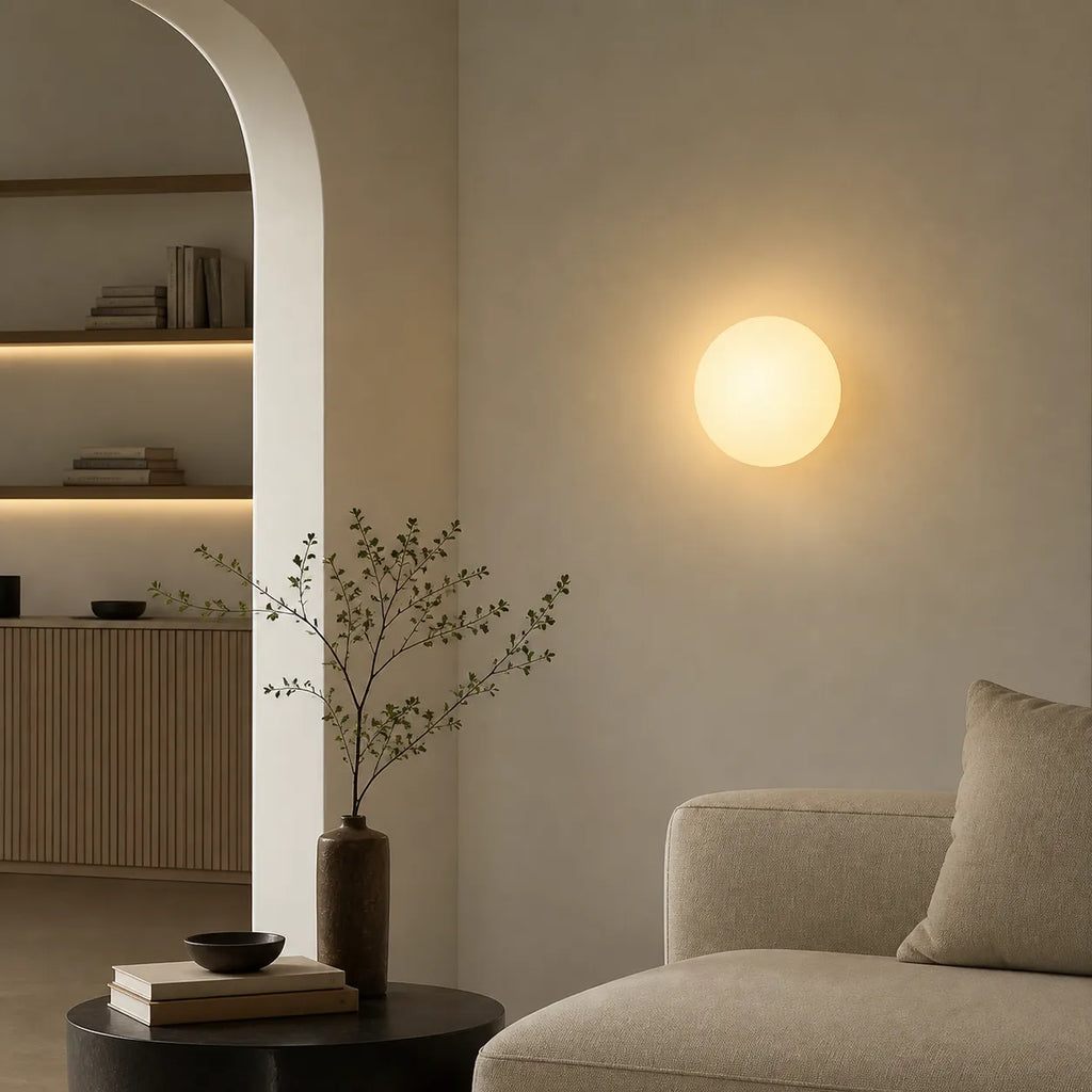 Whitney Minimalist Frosted Glass Globe Wall Light