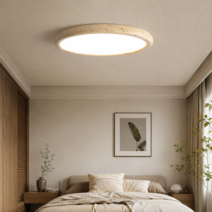Minimal Travertine Flush Mount Ceiling Light