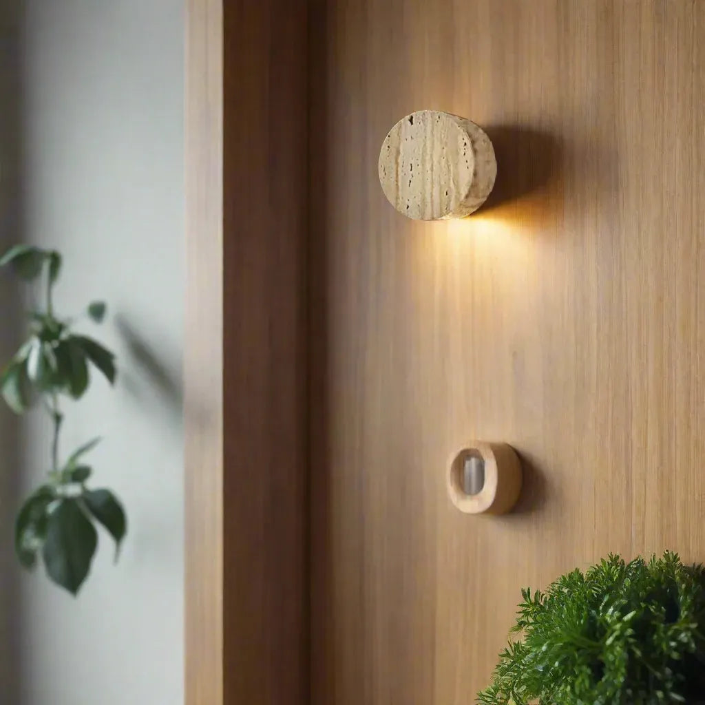 Hale Minimalist Travertine Downlight Wall Light