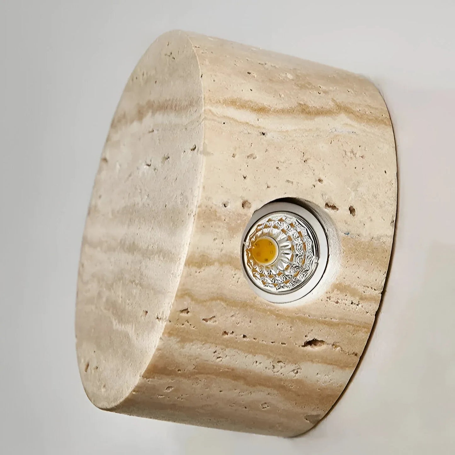 Minimal Travertine Wall Sconce with Soft Downlight