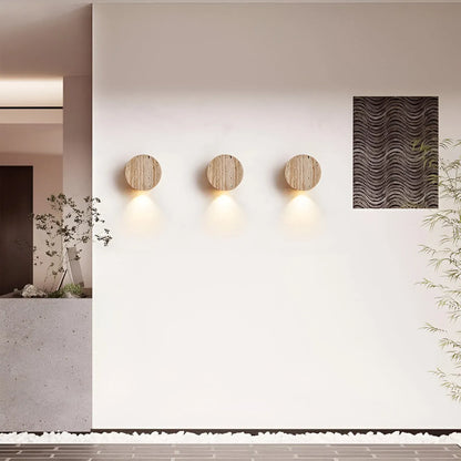 Minimal Travertine Wall Sconce with Soft Downlight