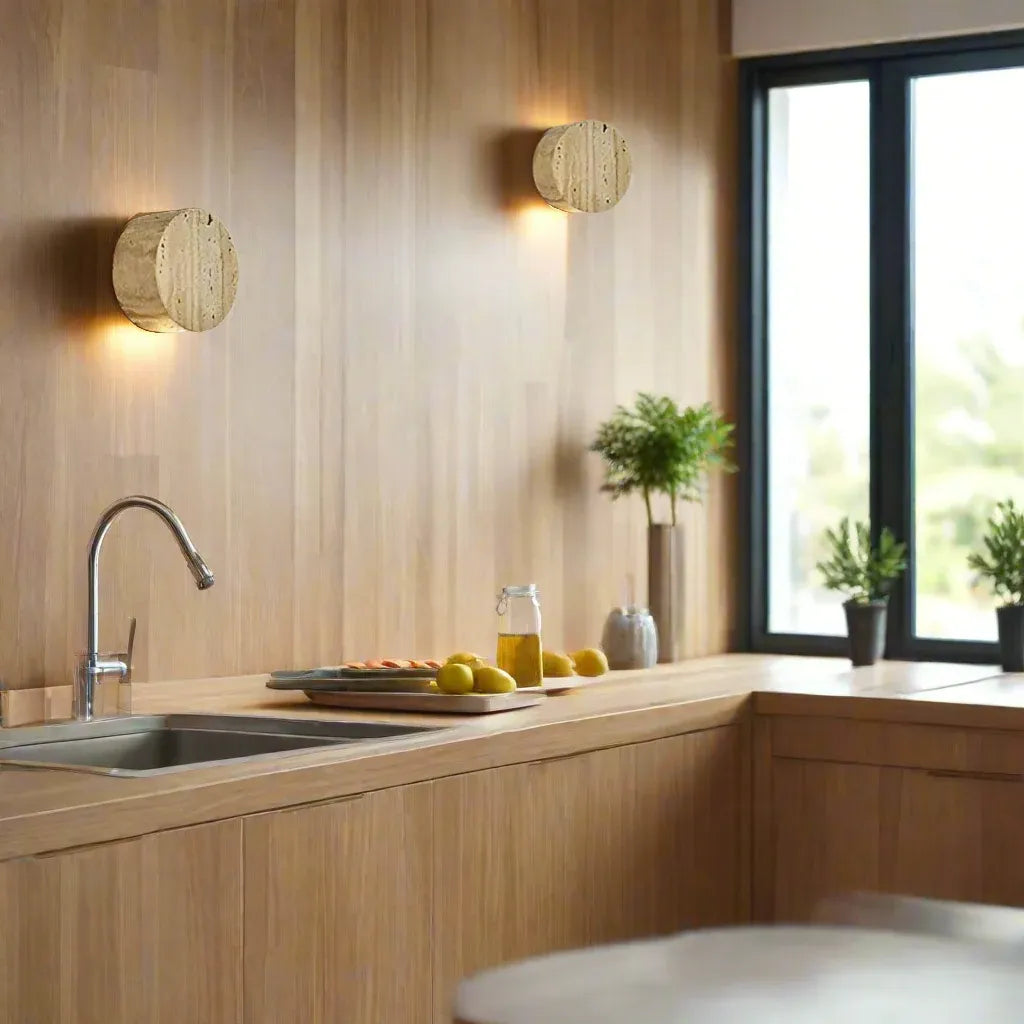 Hale Minimalist Travertine Downlight Wall Light