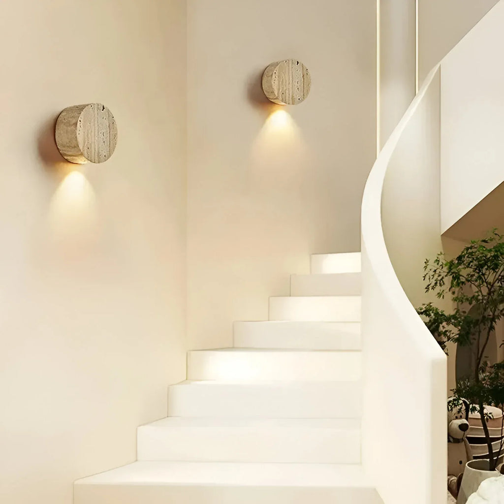 Hale Minimalist Travertine Downlight Wall Light