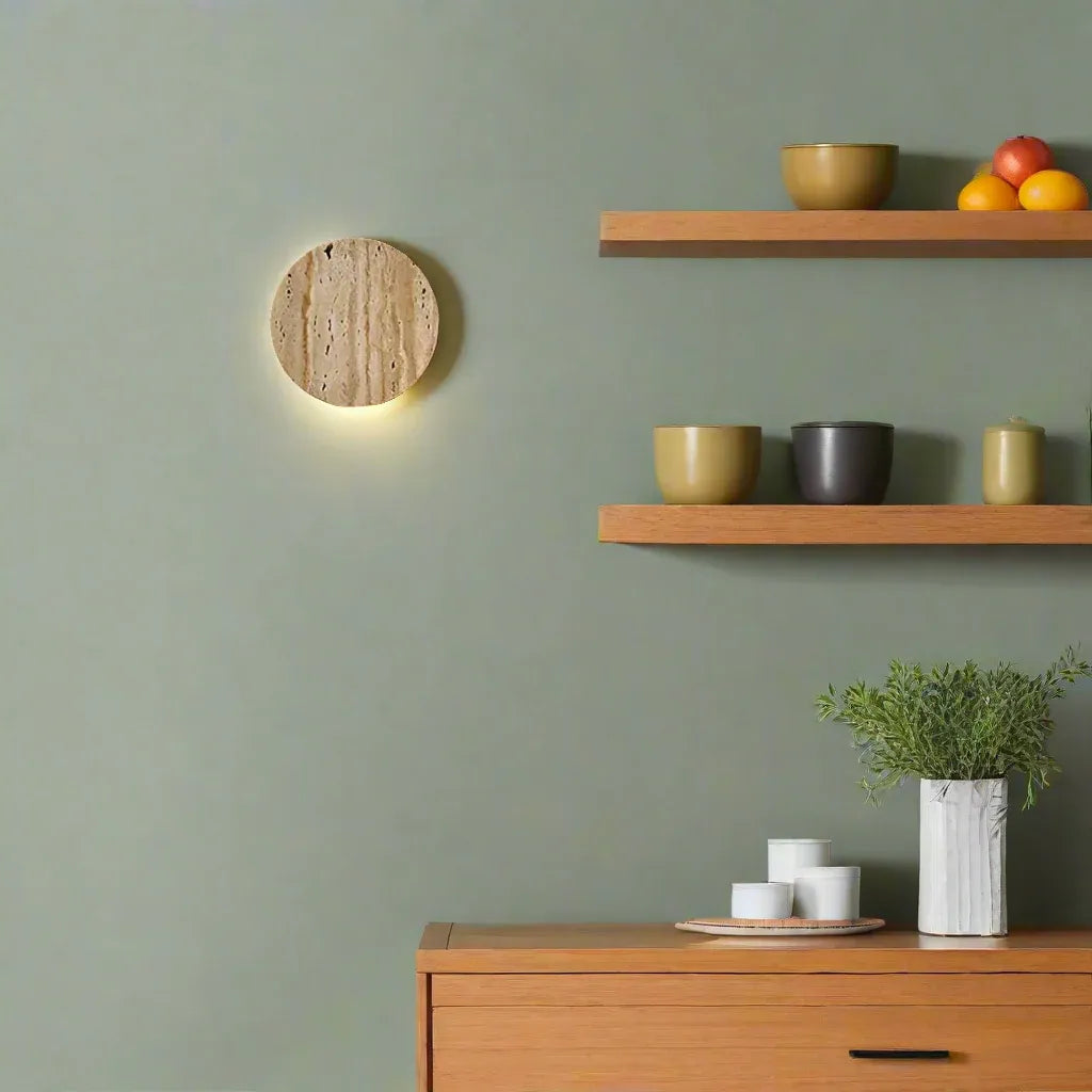 Hale Minimalist Travertine Downlight Wall Light