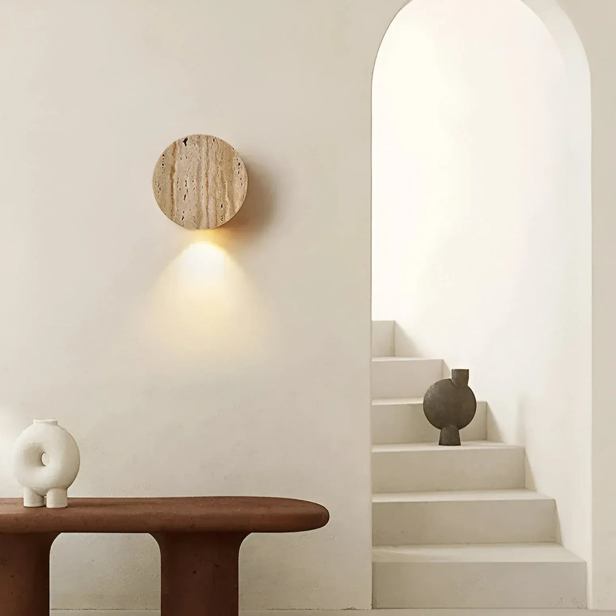 Hale Minimalist Travertine Downlight Wall Light