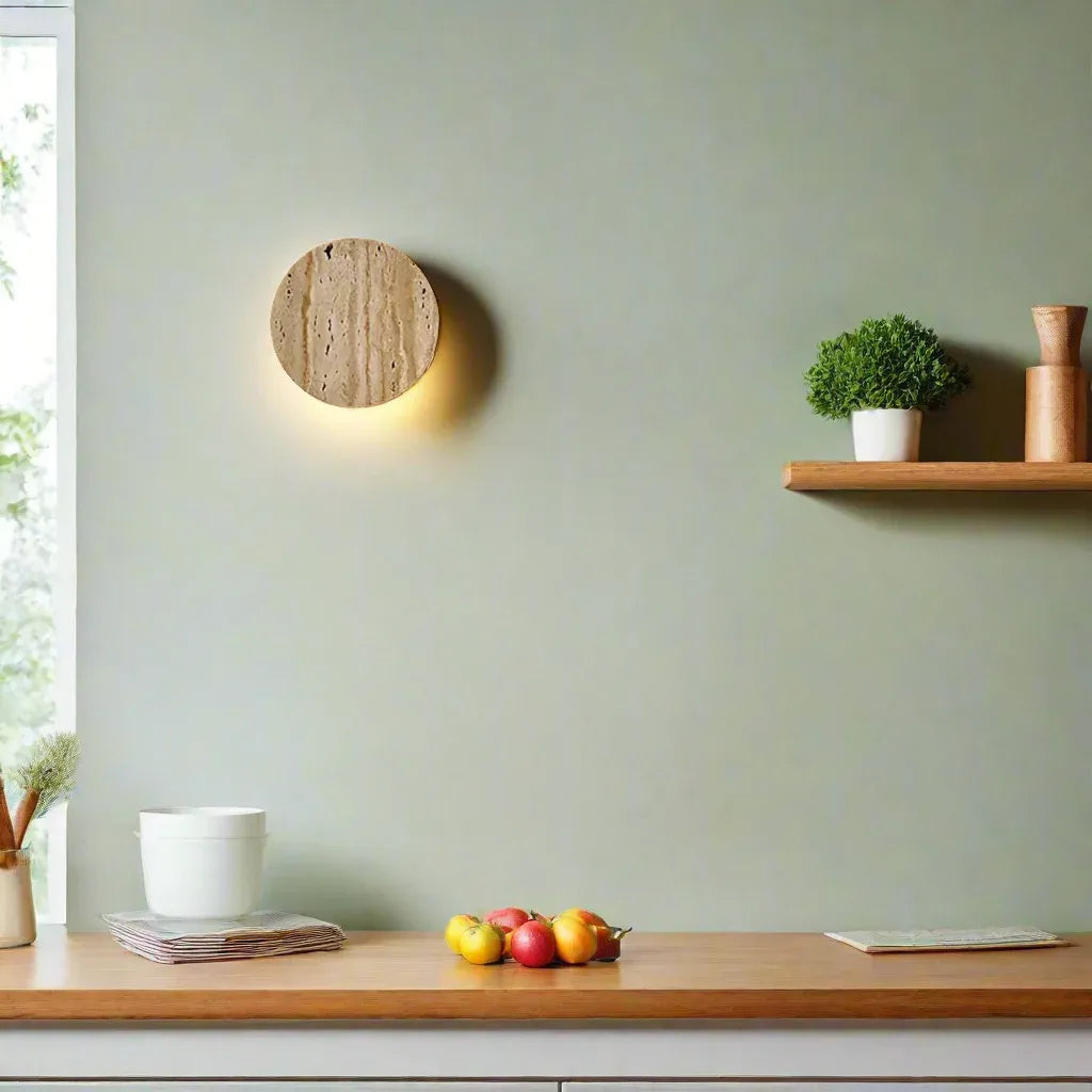 Hale Minimalist Travertine Downlight Wall Light