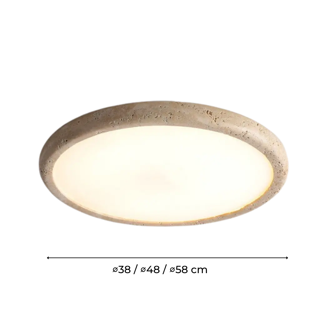 Minimal Travertine Flush Mount Ceiling Light
